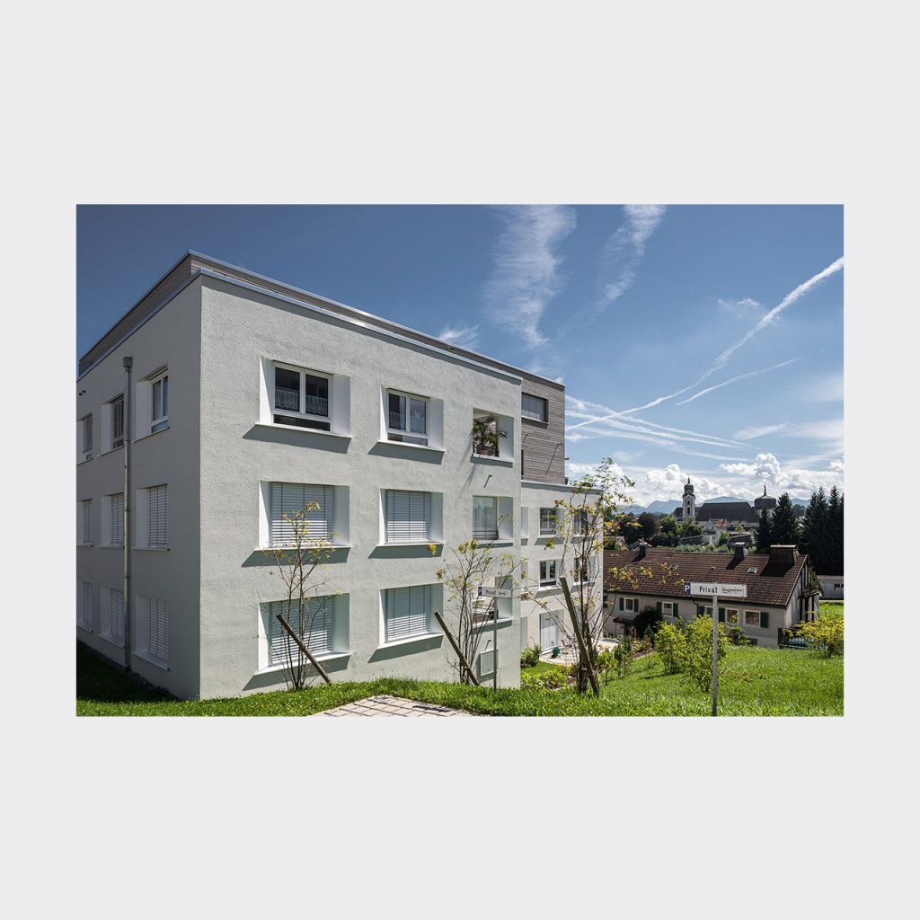 Architekturfotografie Wohnanlage Alpenpanorama Lindenberg. Foto: Gerd Schaller / BAUWERK PERSPEKTIVEN