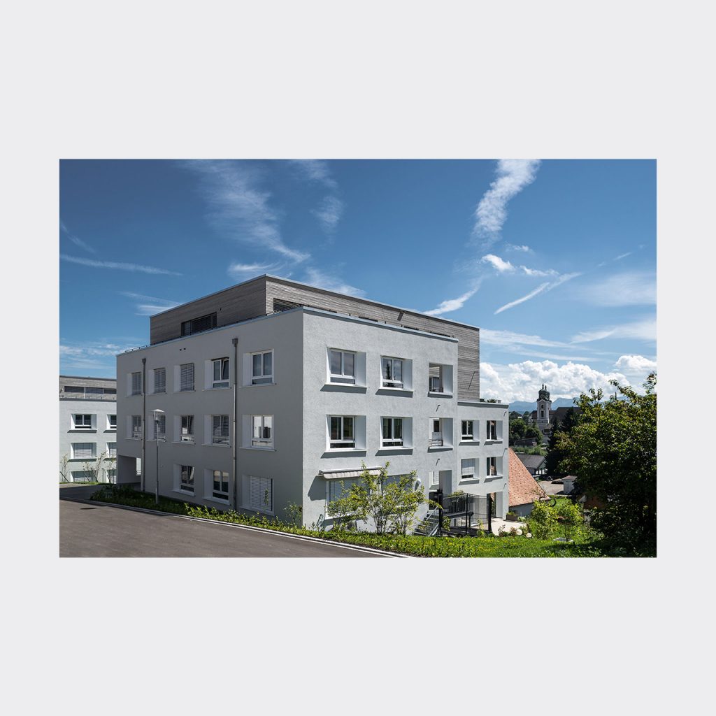 Architekturfotografie Wohnanlage Alpenpanorama Lindenberg. Foto: Gerd Schaller / BAUWERK PERSPEKTIVEN