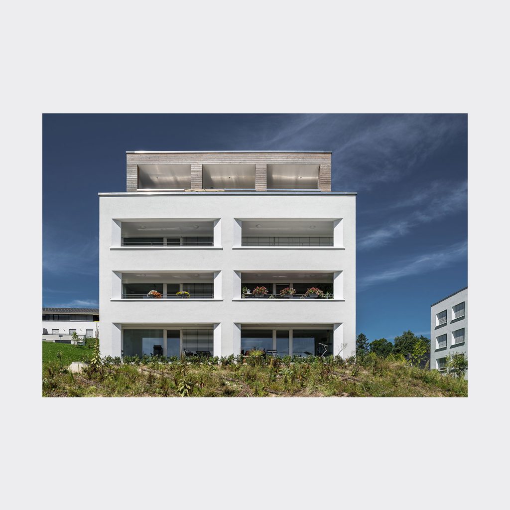 Architekturfotografie Wohnanlage Alpenpanorama Lindenberg. Foto: Gerd Schaller / BAUWERK PERSPEKTIVEN