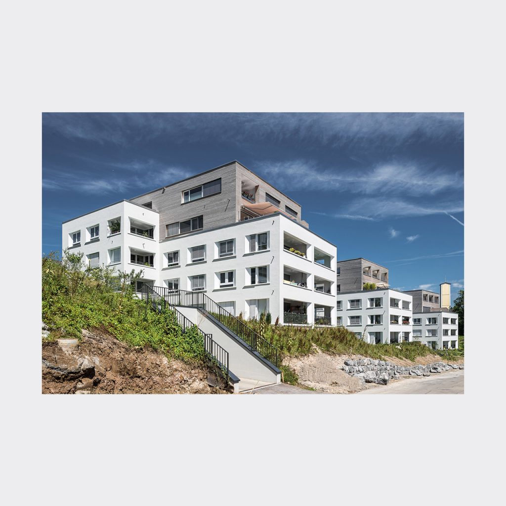 Architekturfotografie Wohnanlage Alpenpanorama Lindenberg. Foto: Gerd Schaller / BAUWERK PERSPEKTIVEN