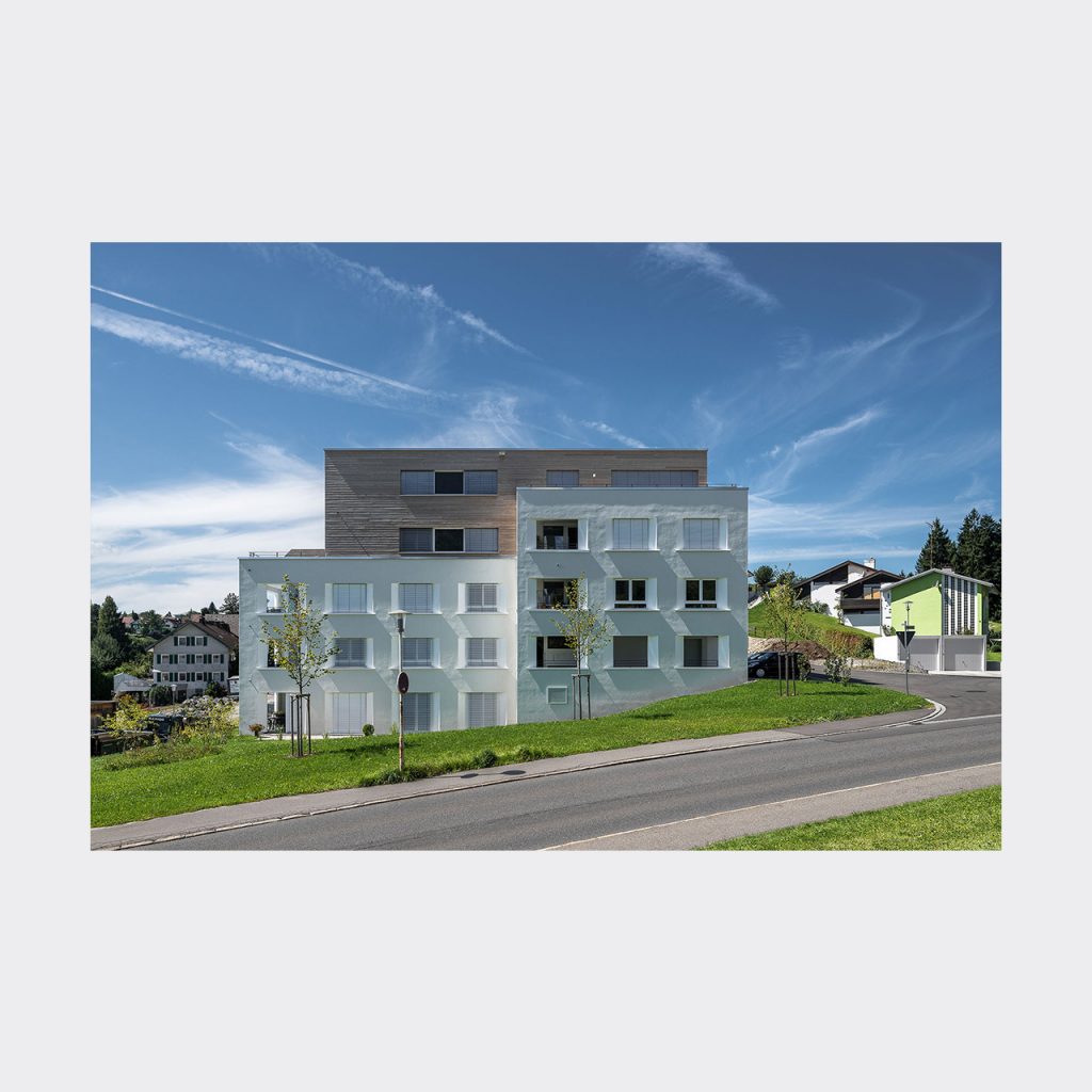 Architekturfotografie Wohnanlage Alpenpanorama Lindenberg. Foto: Gerd Schaller / BAUWERK PERSPEKTIVEN